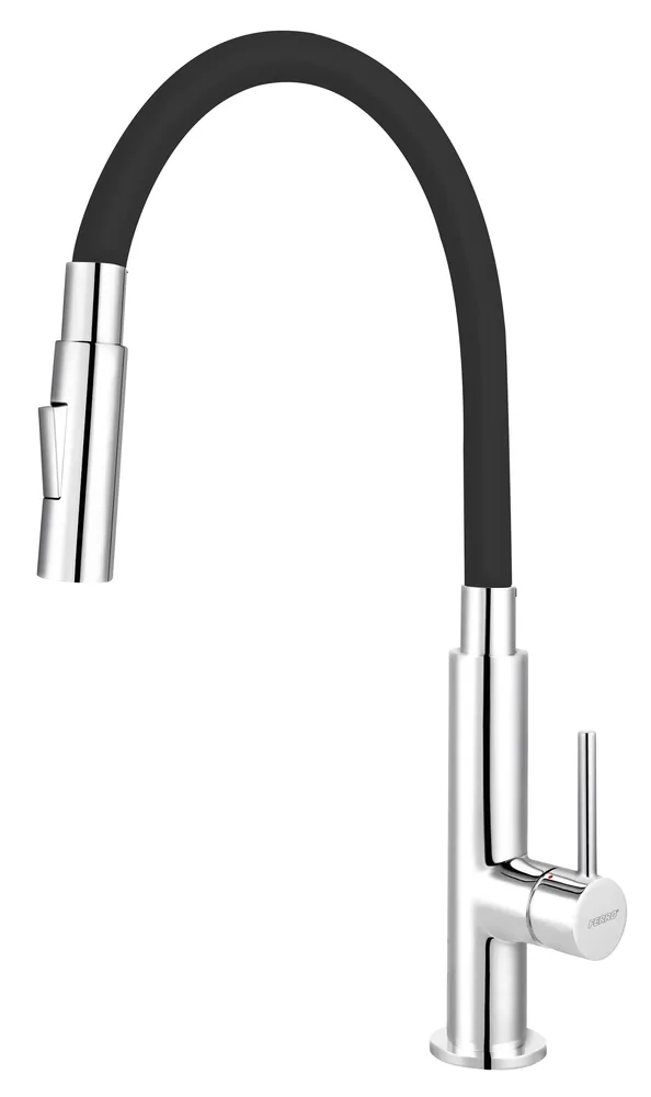 Baterie bucătărie cu pipa flexibila Ferro Zumba Slim 2F Black