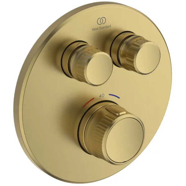 Baterie duș încastrată termostatată 2 cai Ideal Standard Ceratherm Navigo Brushed Gold