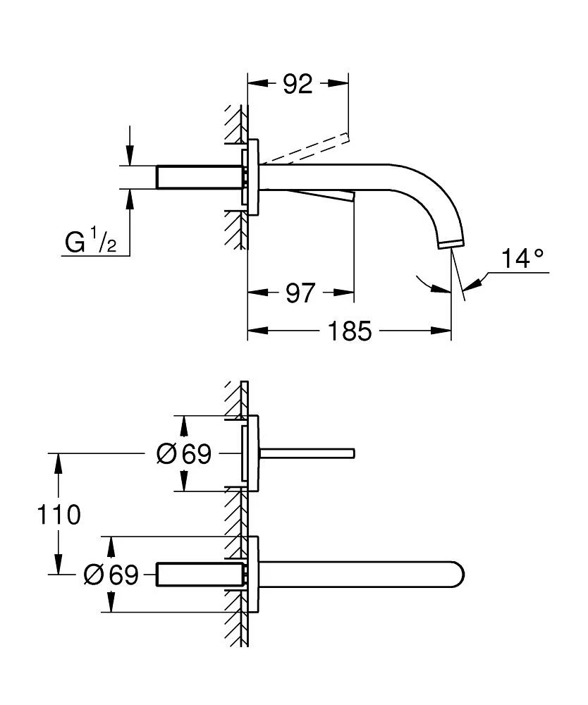 Baterie încastrată lavoar Grohe Atrio Cool Sunrise — 2