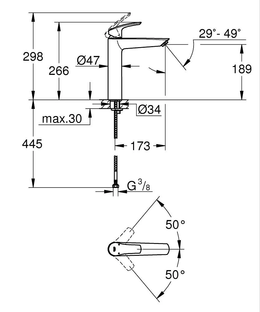 Baterie lavoar înalt Grohe Eurosmart XL — 4