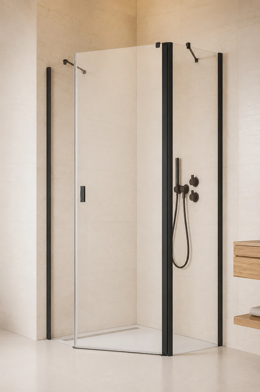 Cabina dus Radaway Nes Black PTJ 90x90 h=200 Dreapta
