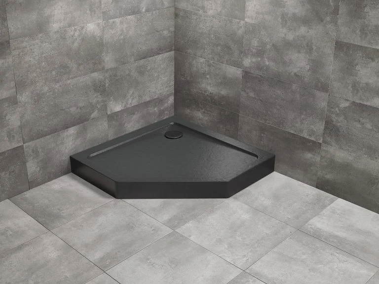 Cadita dus din acril Radaway Doros PT Compact 100x100x11.5 Stone Black