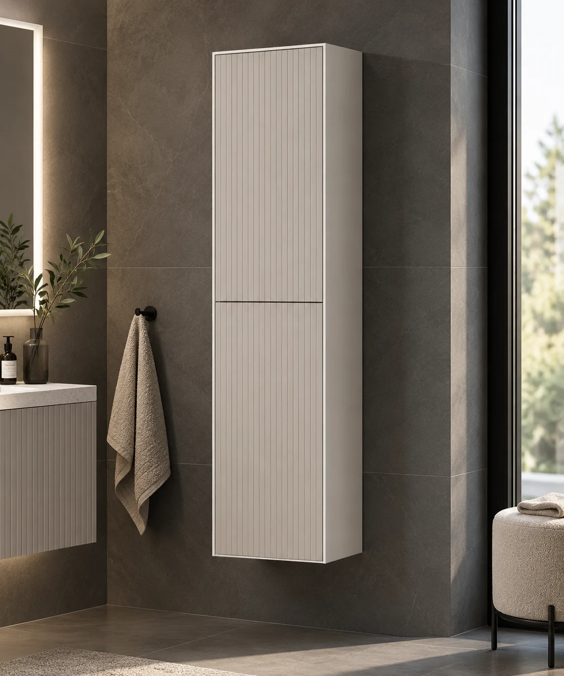 Dulap penal Orka Cube Mink Matt 138x40x27 cm