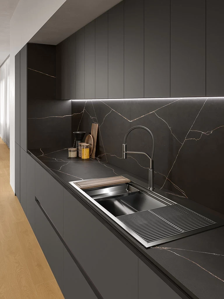 Gresie Atlas Plan Calacatta Black LP 12mm ST 162x324 — 2