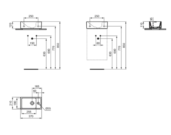 Lavoar asimetric Ideal Standard I.Life S White 37x21cm Stânga — 6