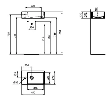 Lavoar asimetric pe blat Ideal Standard Strada 47x32 cm — vedere 4