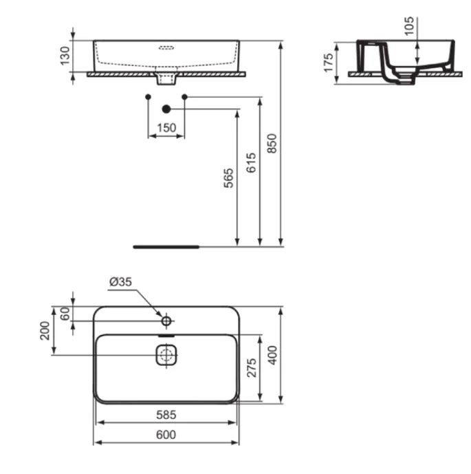 Умывальник накладной Ideal Standard Strada II 60x42 cm — вид 6