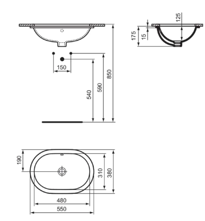 Lavoar sub blat Ideal Standard Connect 55x38 cm — 3
