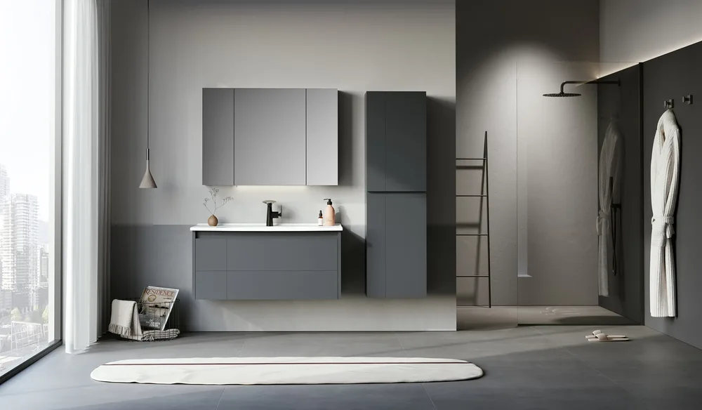 Умывальник с тумбой Orka Likya Anthracite 100 cm