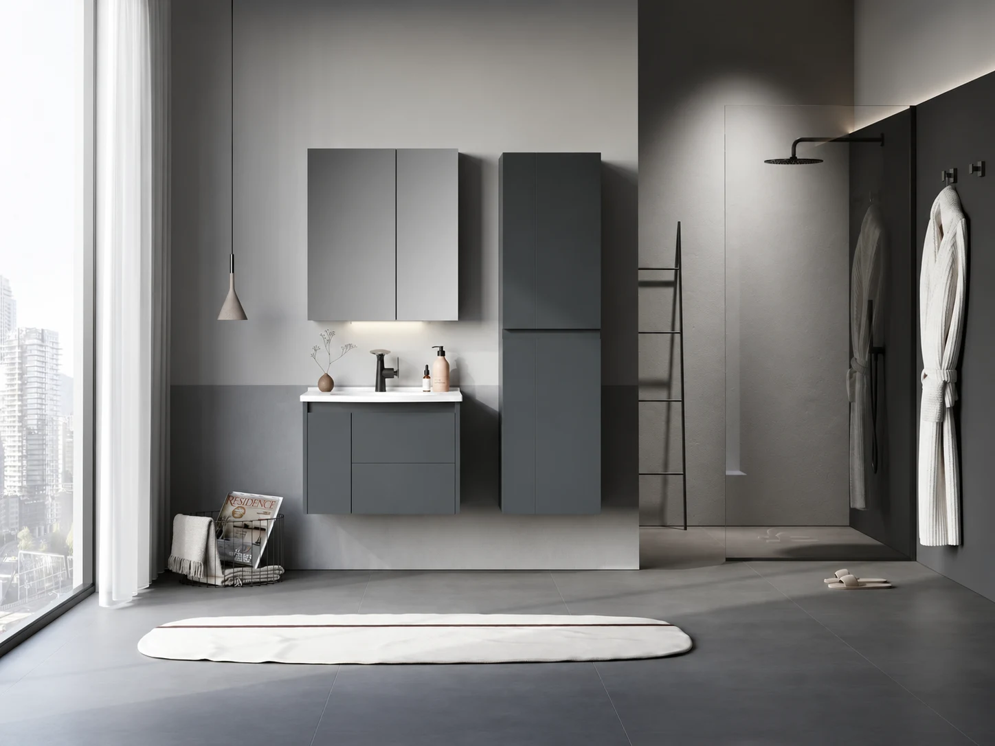 Mobilier de baie Orka Likya Anthracite 65 cm