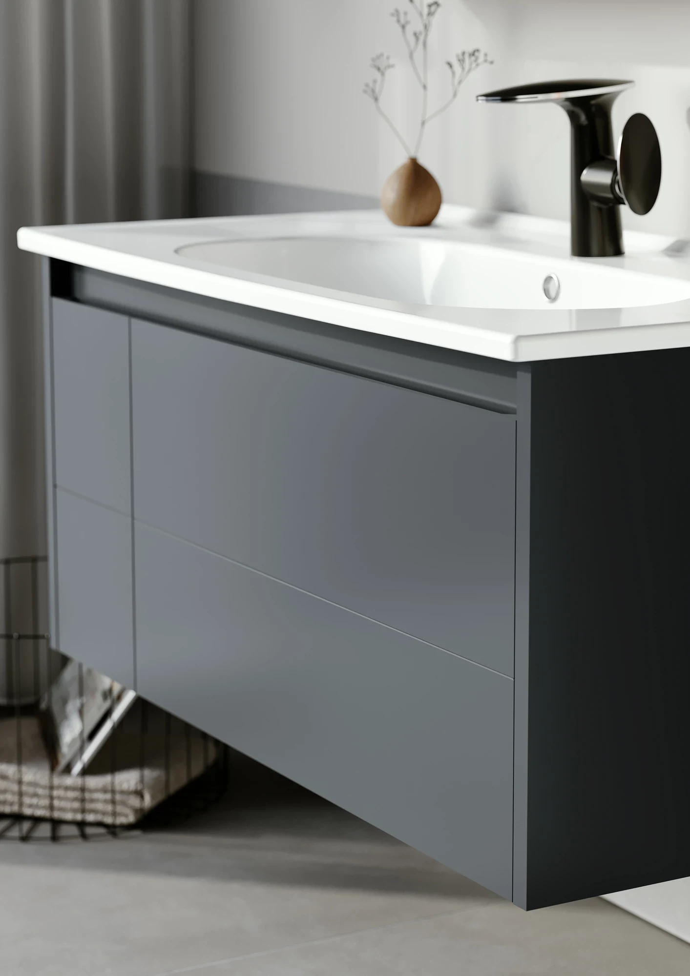 Умывальник с тумбой Orka Likya Anthracite 80 cm — вид 2