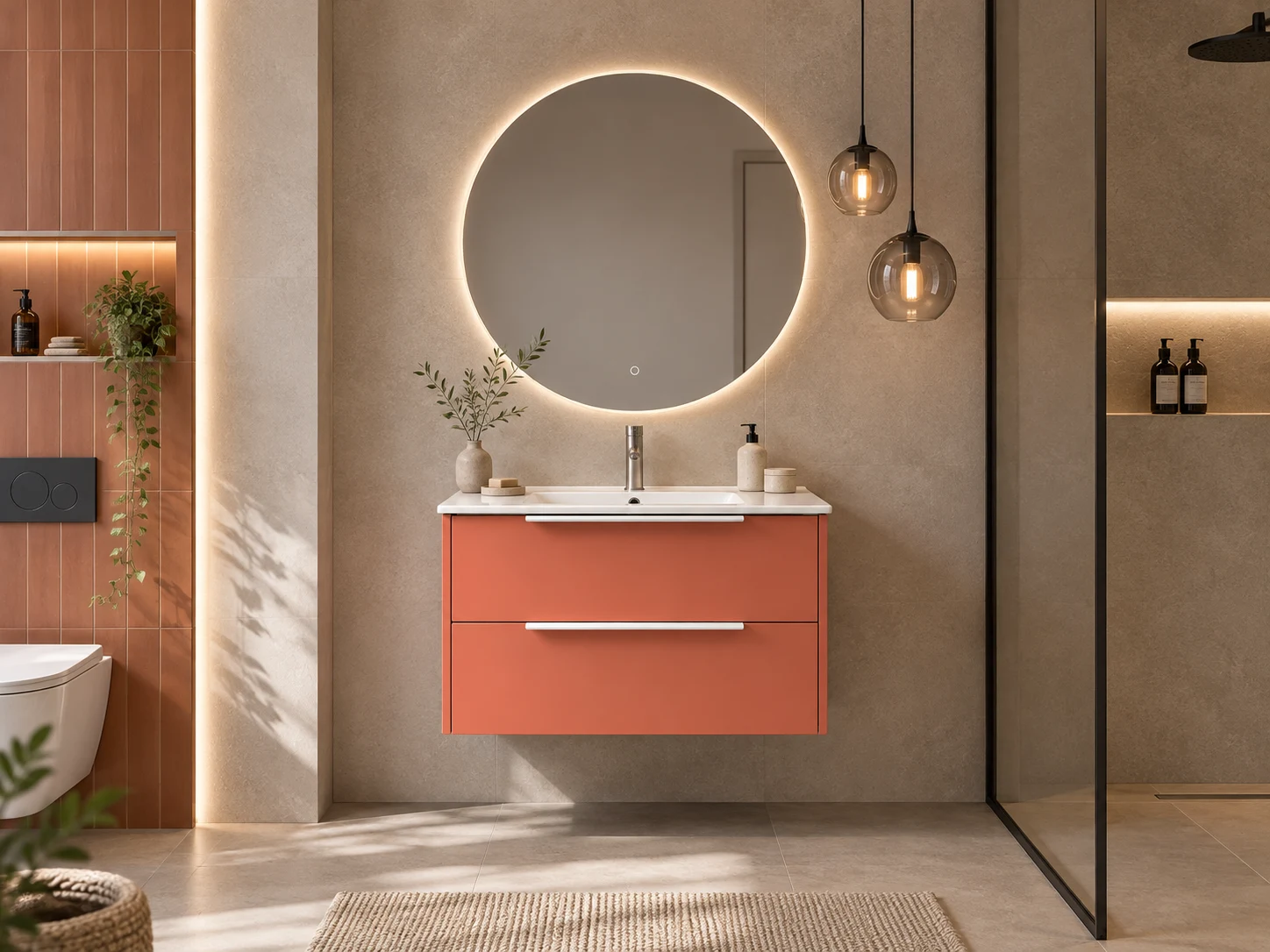 Mobilier de baie Savini Due Iconica Teracota Mat 80 cm