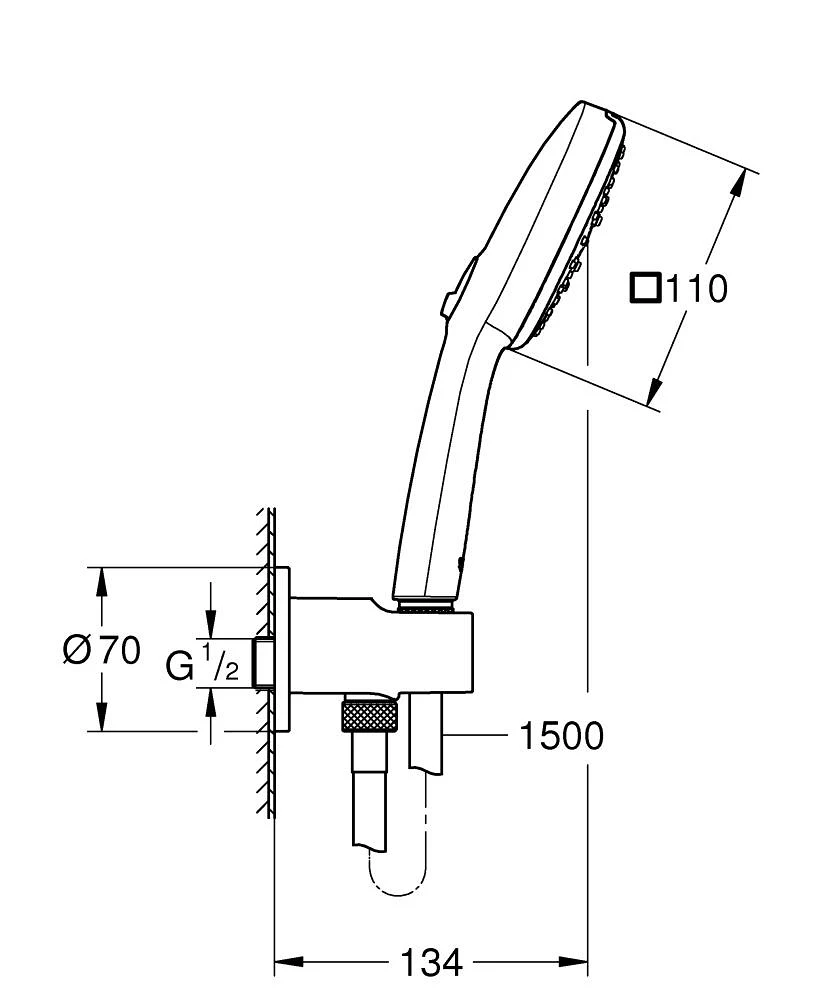 Para duș cu 3 pulverizări cu furtun și suport Grohe Tempesta Cube — 2