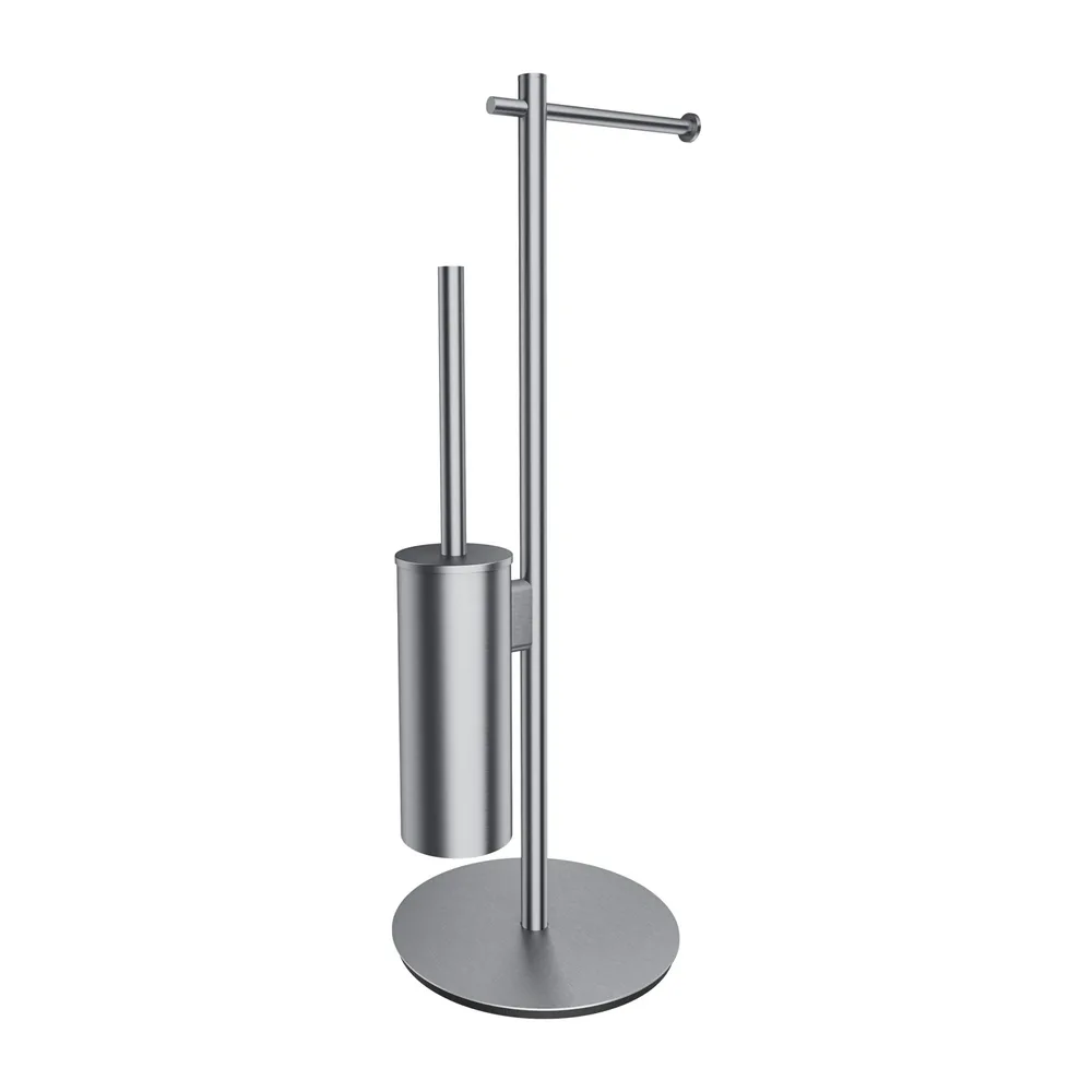 Perie WC ststiva cu suport hartie igienica Omnires Modern Project Brushed Nickel