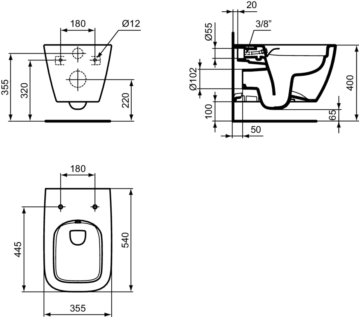 Vas WC suspendat Ideal Standard i.life B RimLS+ cu functie de bideu — 6