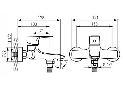 Смеситель для ванны Ferro Tiga BTG1VL — 2
