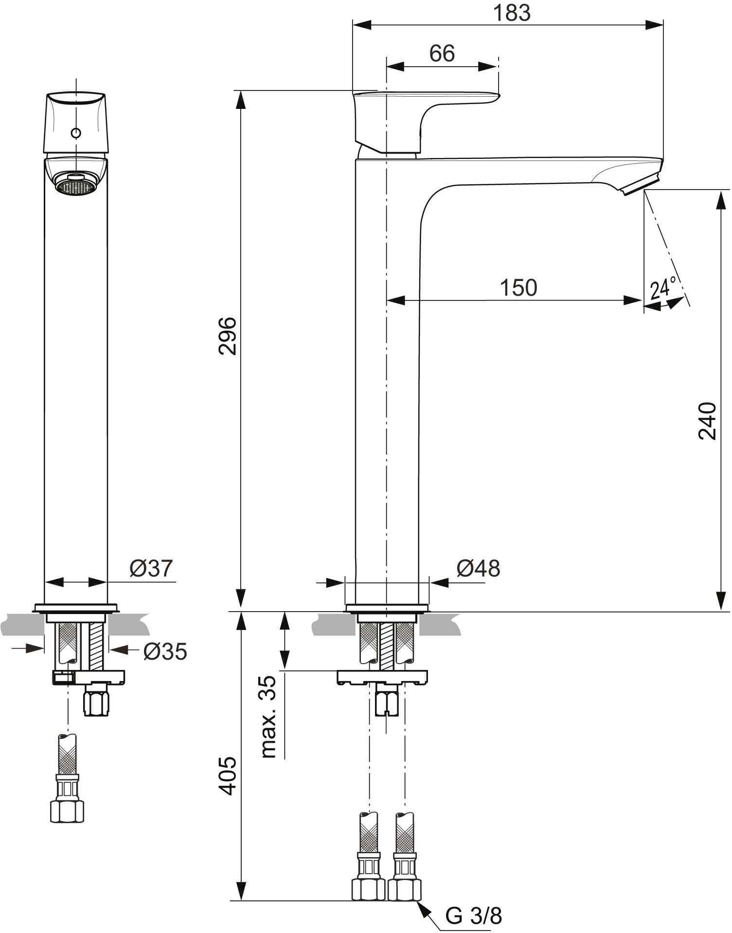 Baterie lavoar înalt Ideal Standard Atelier Connect Air Chrome — 5