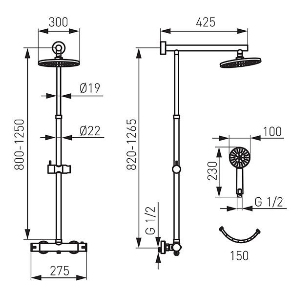 Coloana duș termostatată Ferro Trevi Chrome — 2