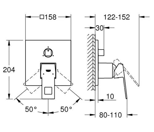 Baterie duș încastrată 3 cai Grohe Eurocube — 3