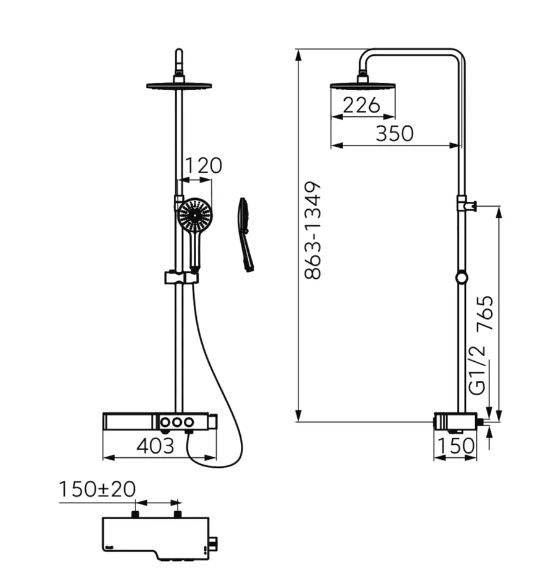 Coloana duș/cada termostatată FDesign Tempra — 3