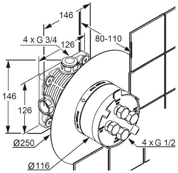 Set instalare baterie duș încastrată KLUDI Flexx Box 88011 — 2