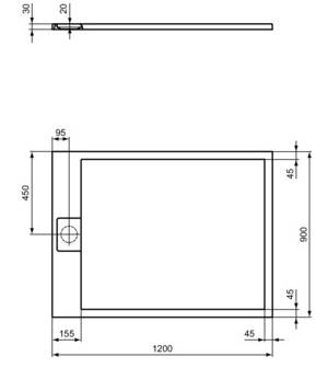 Cadita dus Ideal Standard ULTRAFLAT S I.Life 120x90 Alb (T5221FR) — 5