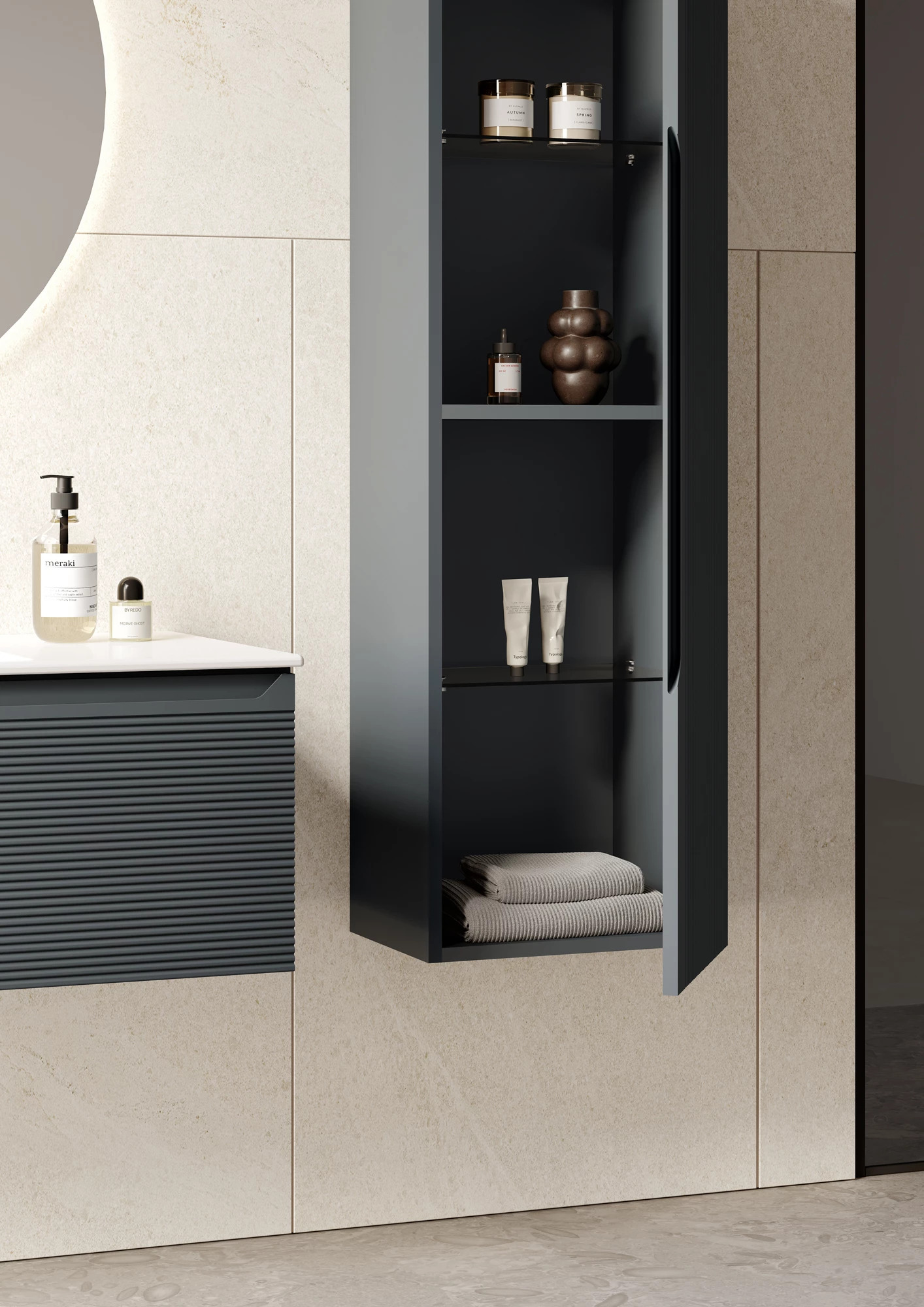 Dulap penal Orka Olbia Anthracite 138x40x30 cm — vedere 3