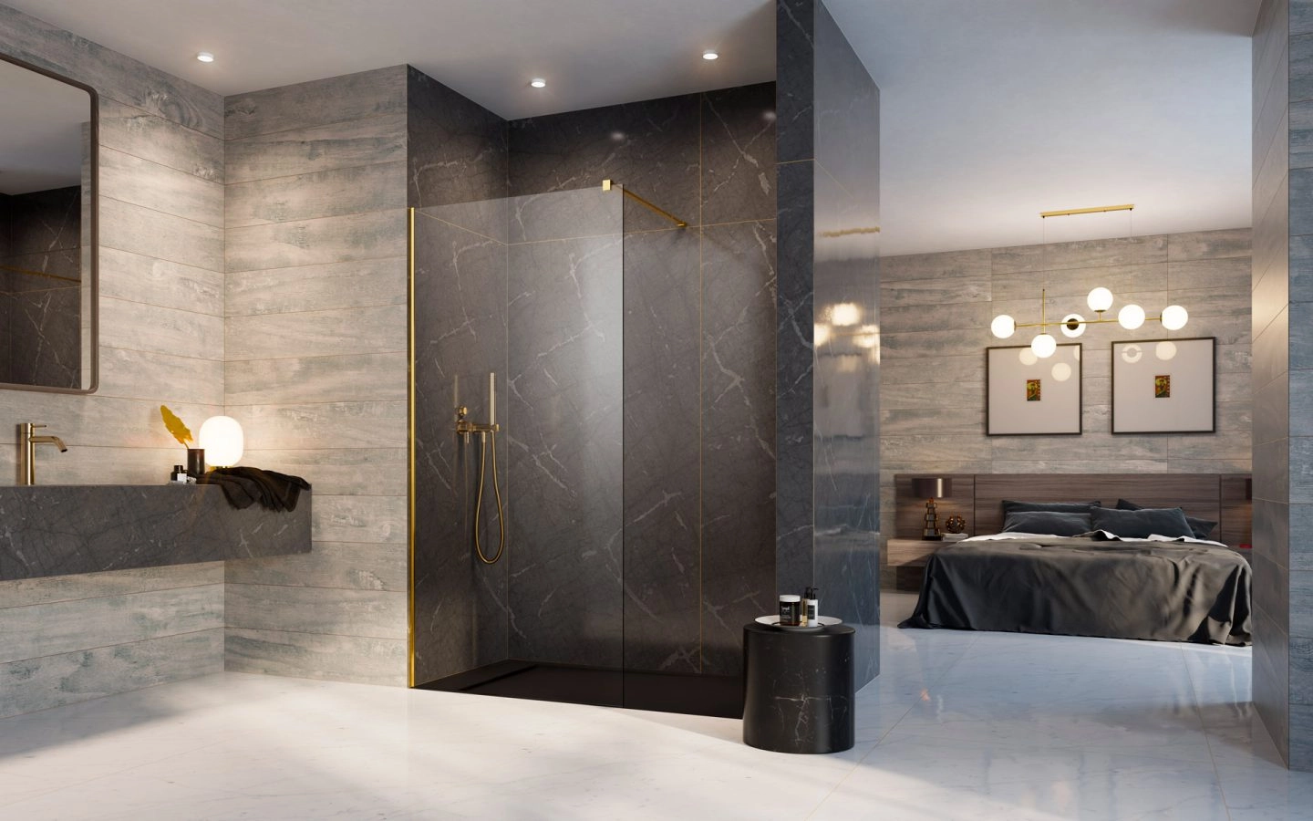 Sticlă de duș Radaway Walk-In Modo New Gold II 90x200 — 2