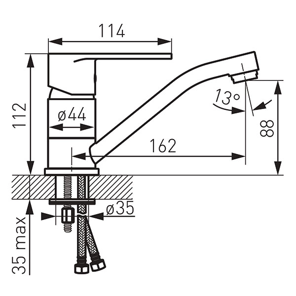 Baterie lavoar cu pipă mobilă Ferro Algeo BAG2AA — 2
