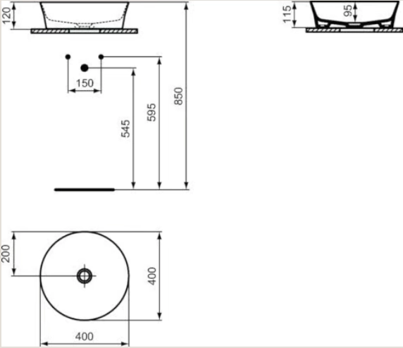 Умывальник на столешнице типа чаши Ideal Standard Atelier Ipalyss Round без перелива D.40 cm Белый Матовый — 5