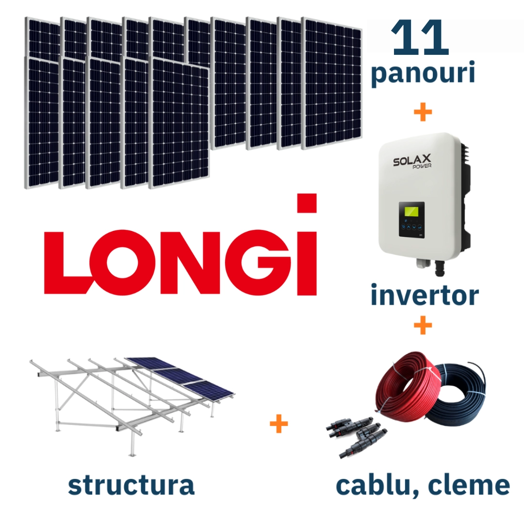 Солнечная электростанция LONGI On-Grid (Мощность 6.14 кВт, монофазная) Под ключ!