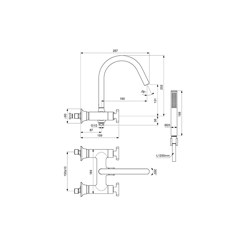 Смеситель для ванны Ideal Standard Atelier Joy Neo с душевым набором — вид 4