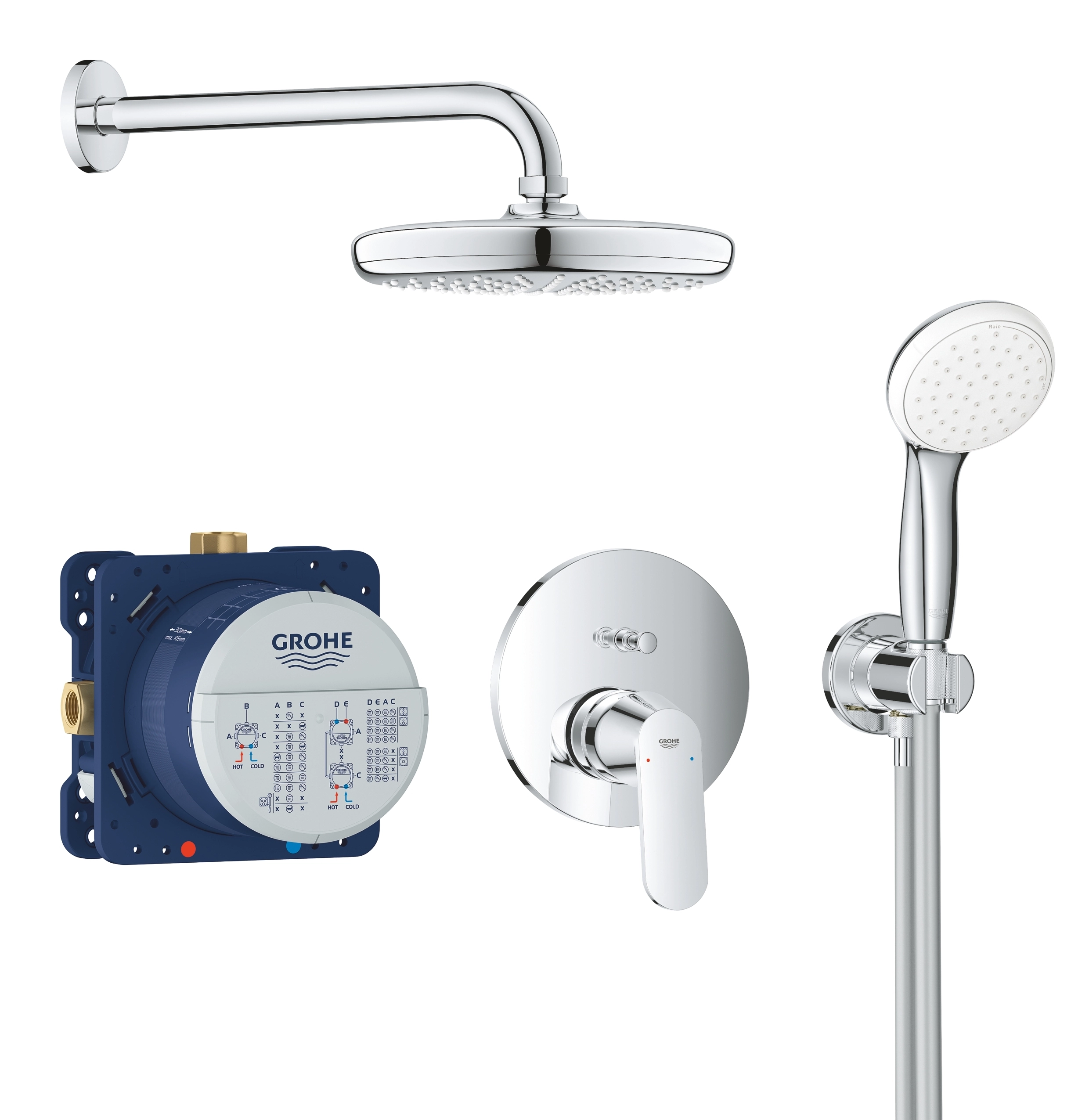 Set de duș îngropat Grohe Eurocosmo Tempesta 210 + corp instalare