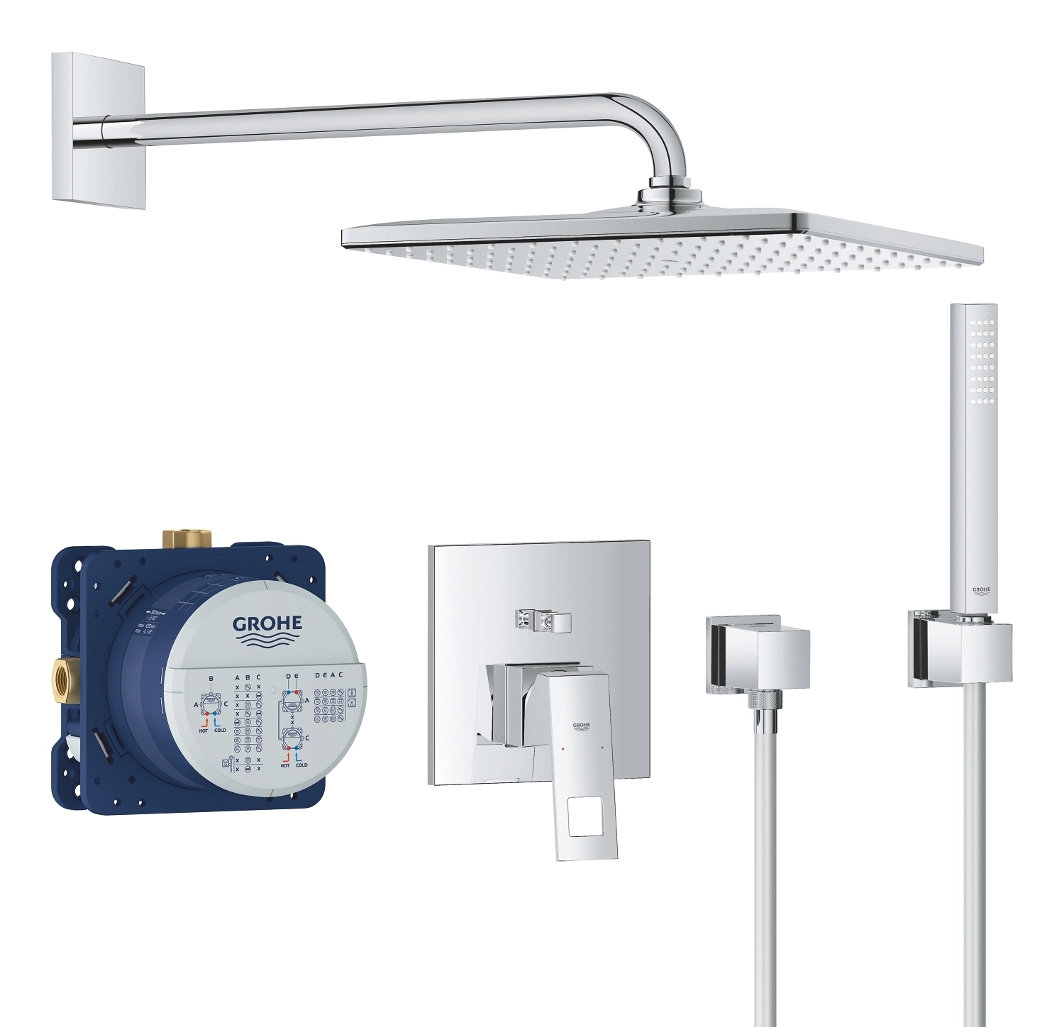 Душевой комплект Grohe Eurocube Tempesta 310x310 + монтажный корпус