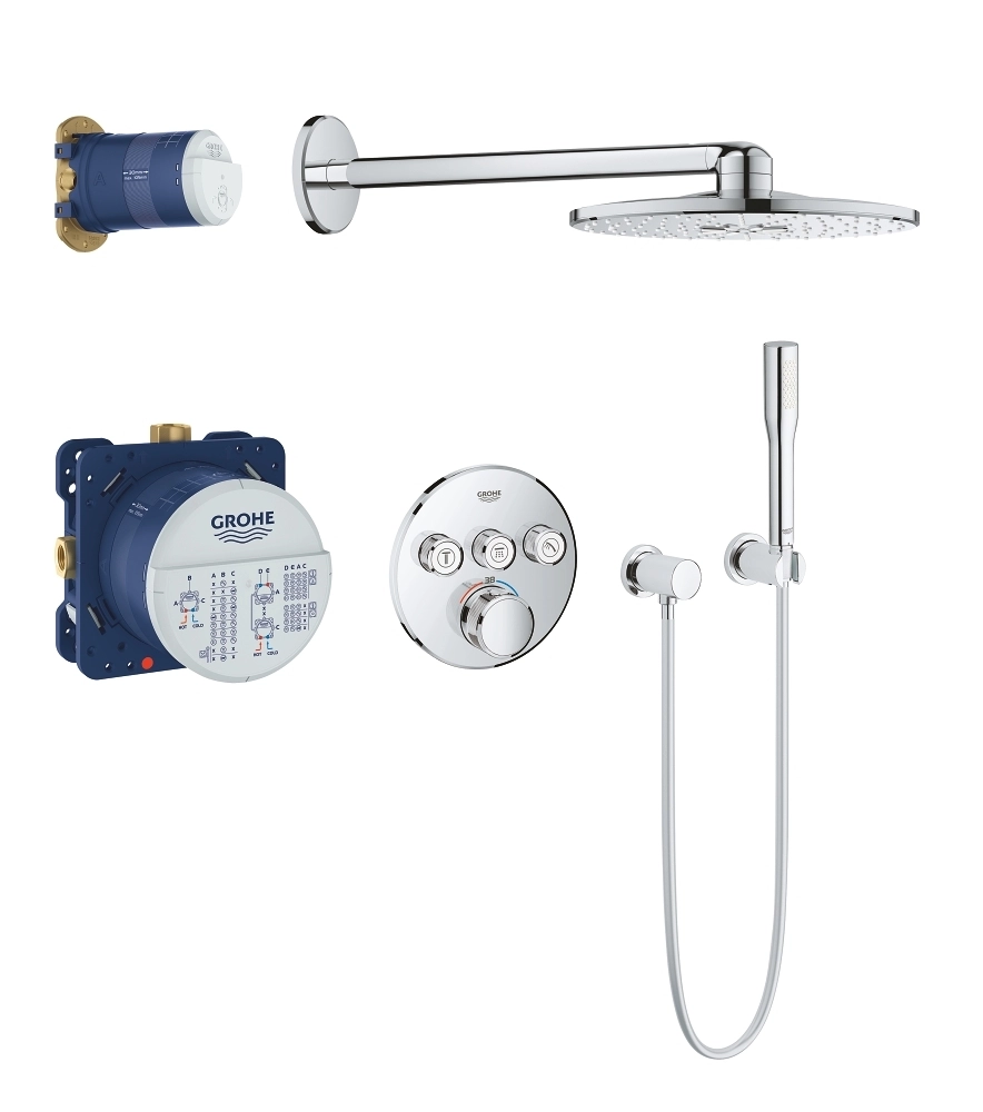 Set de duș îngropat termostatat Grohe Grohtherm Smartcontrol 310 plus corp instalare — 1