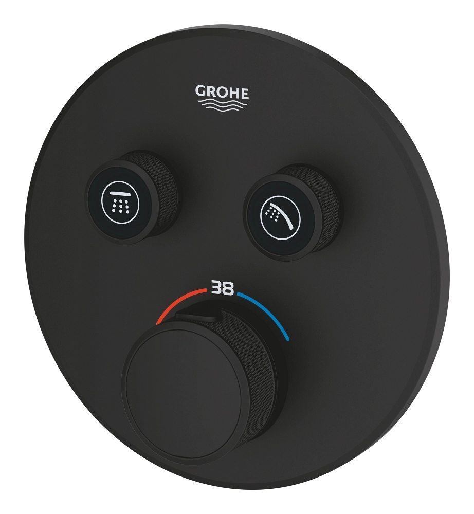 Встраиваемый термостатический смеситель для душа 2 режима Grohe Grohtherm Smartcontrol Phantom Black — 4