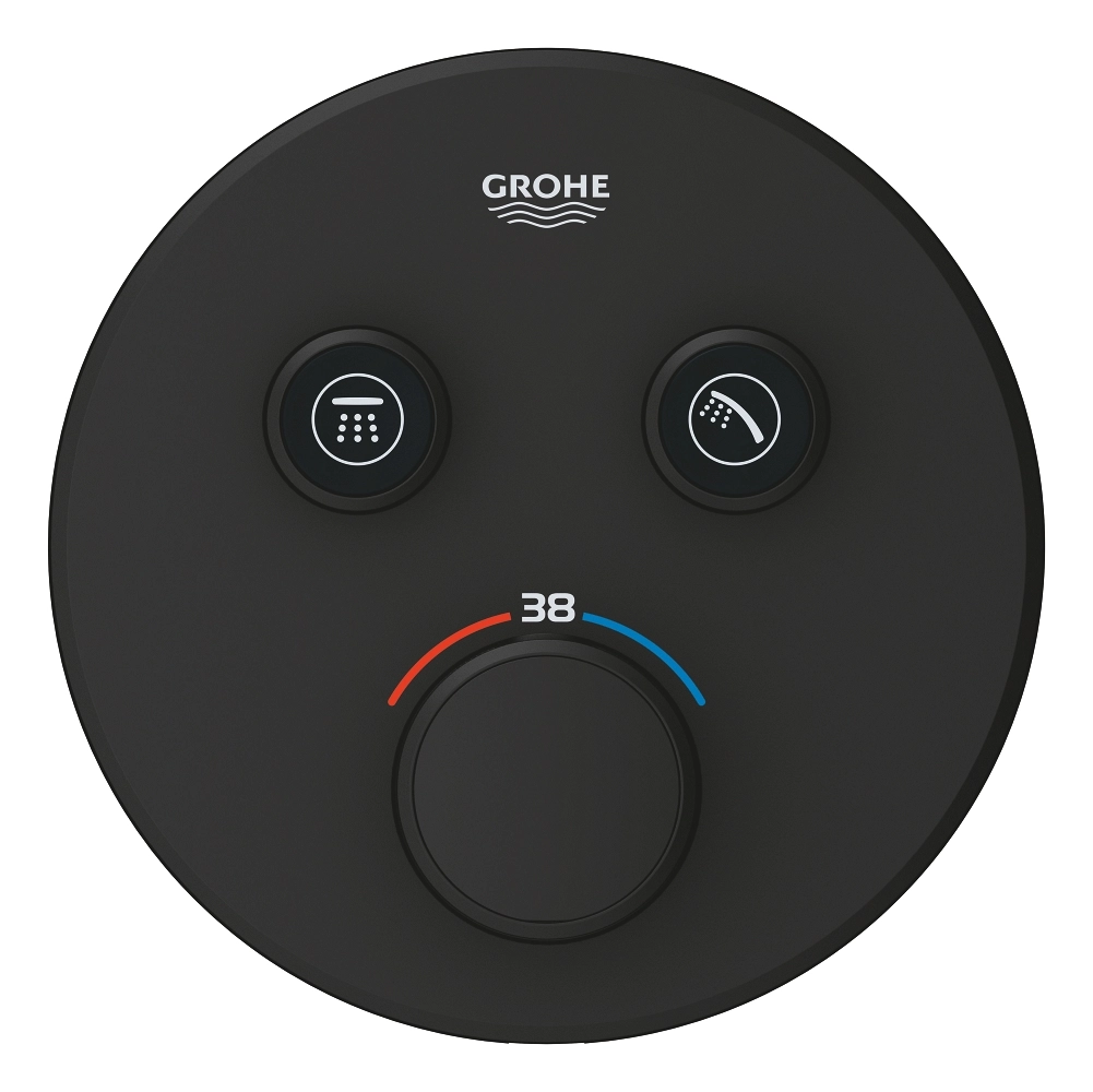 Встраиваемый термостатический смеситель для душа 2 режима Grohe Grohtherm Smartcontrol Phantom Black — 3