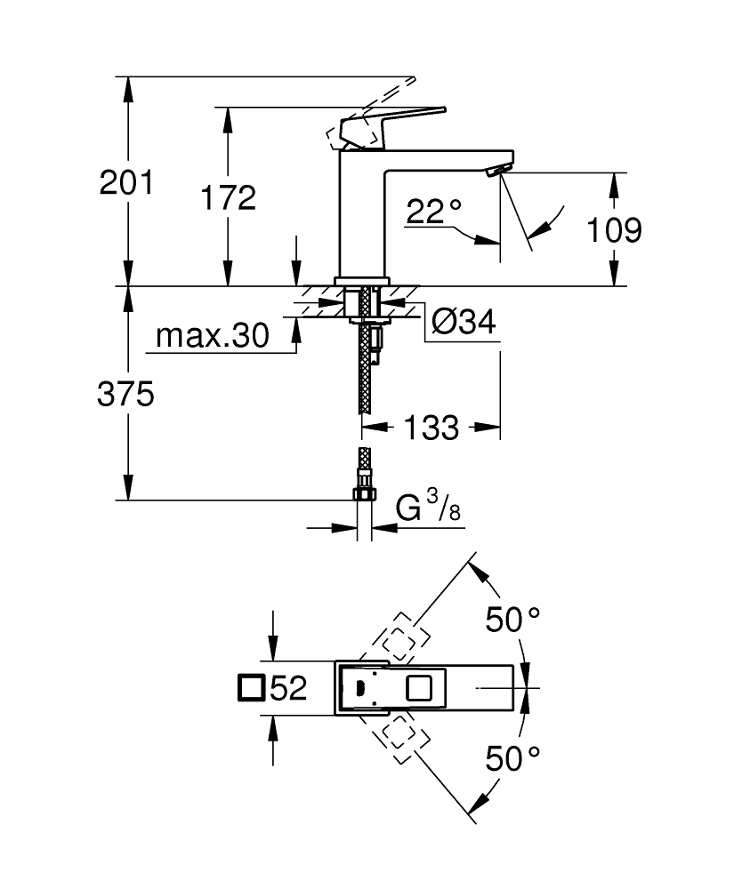 Baterie lavoar Grohe Eurocube M — 2