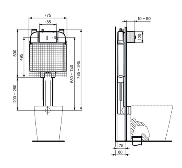 Встроенный резервуар для унитаза моноблок Ideal Standard Prosys M80 — вид 2