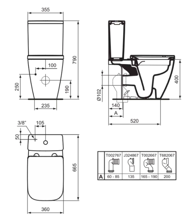 Vas WC stativ pentru rezervor Ideal Standard I.Life B Grey — 3