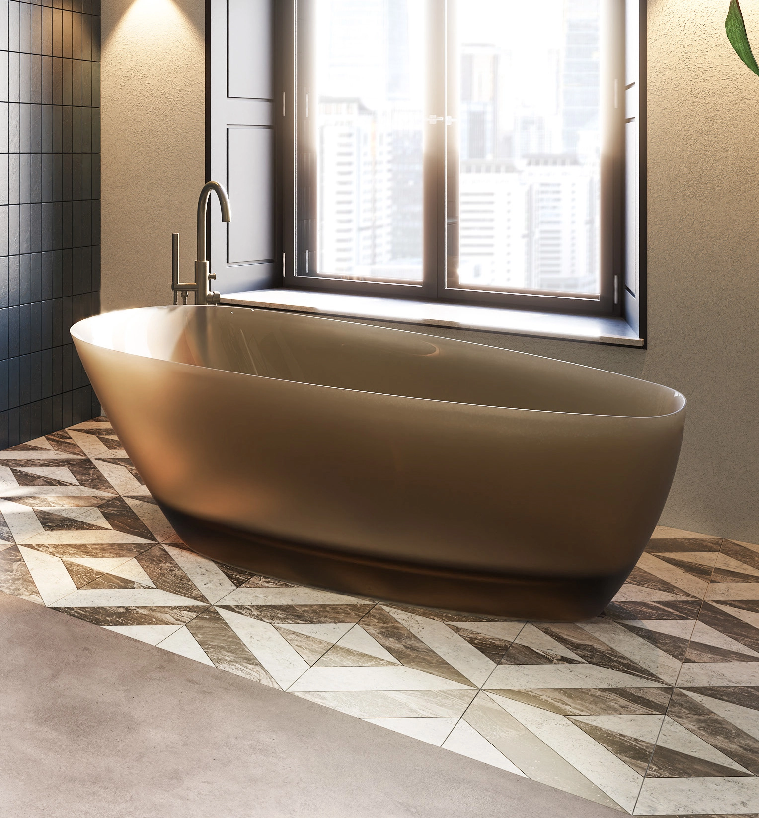 Cada SOLID SURFACE RIHO TOLEDO 160x110 Frosted Umber — 2