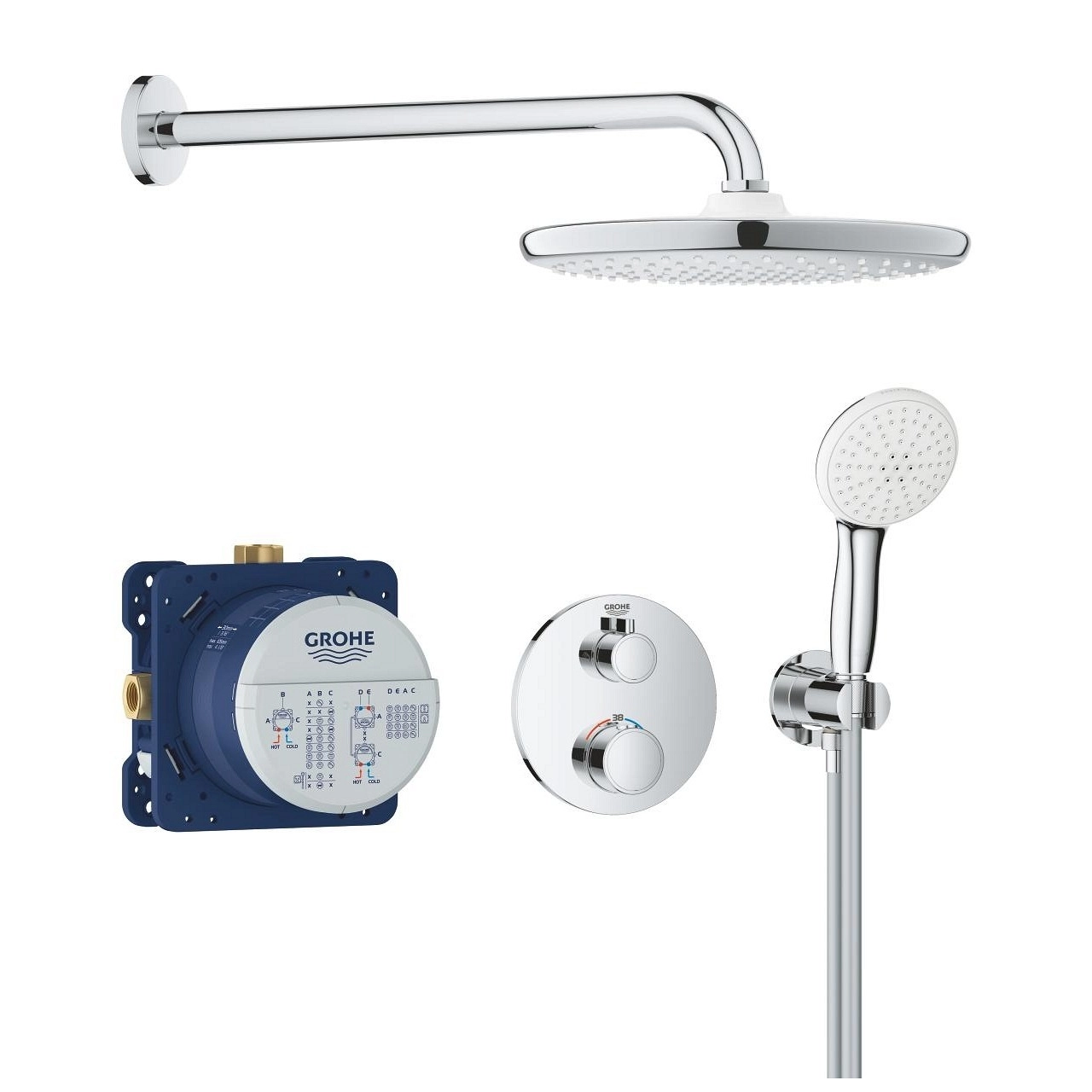 Душевой комплект термостатический Grohe Grohtherm Tempesta 250 + монтажный корпус