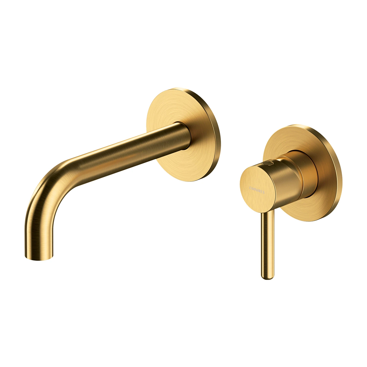 Смеситель встраиваемый для раковины Omnires Y (Гусак 16-18,5 см) Brushed Gold + монтажный корпус