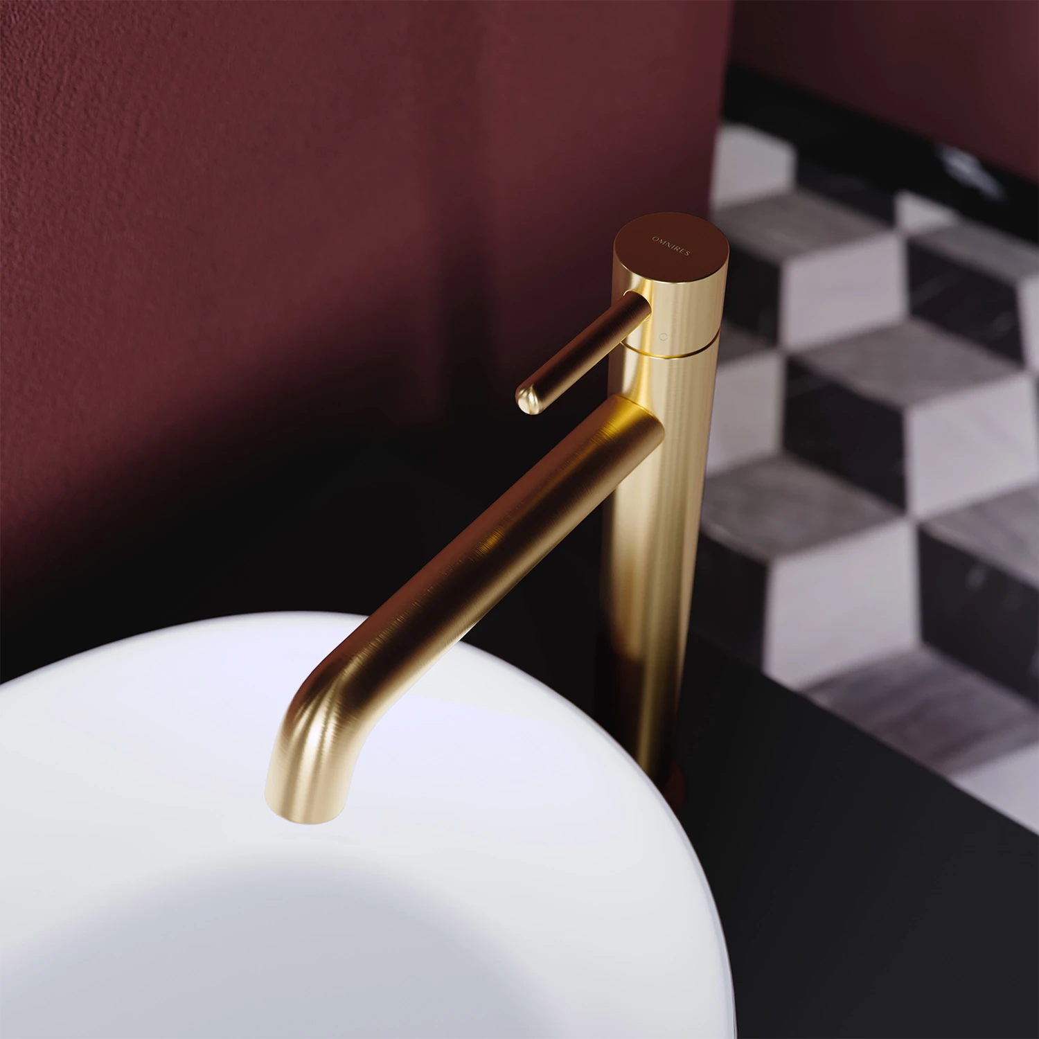 Смеситель для раковины высокий Omnires Y Brushed Gold — 3
