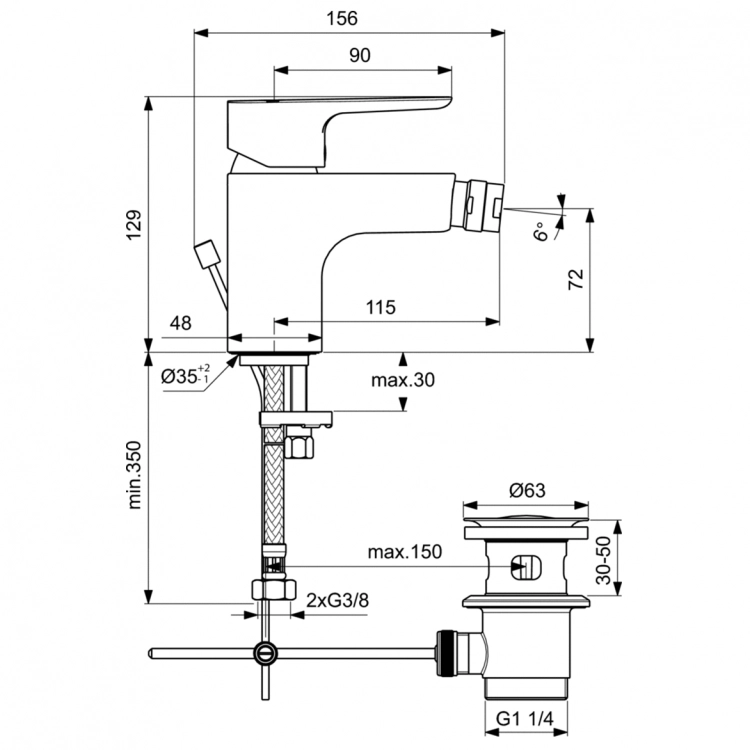 Baterie bideu Ideal Standard Ceraplan III Slim — 2