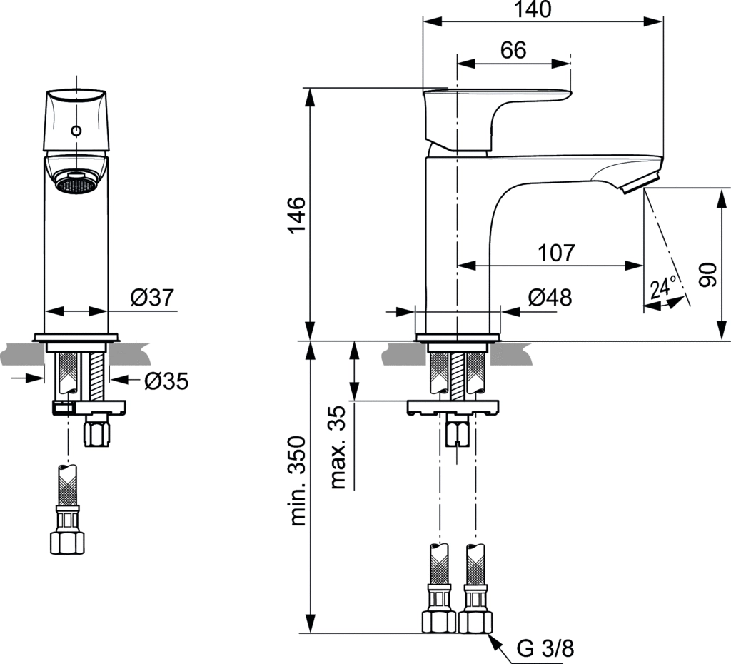 Baterie lavoar Ideal Standard Atelier Connect Air Chrome — 4