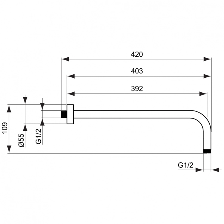 Braț de duș de perete Ideal Standard IdealRain 40 cm Chrome — 2