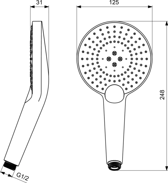 Душевая лейка с 3 режимами Ideal Standard IdealRain Evo Jet XL3 D125 — 2