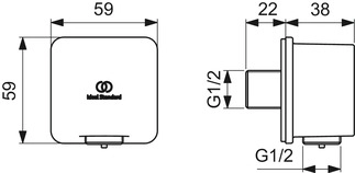 Cot racord de perete 1/2 Ideal Standard IdealRain Square Silver Storm — 2