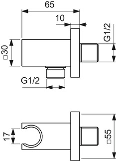 Шланговое подключение 1/2 с держателем Ideal Standard IdealRain Square Magnetic Grey — 2
